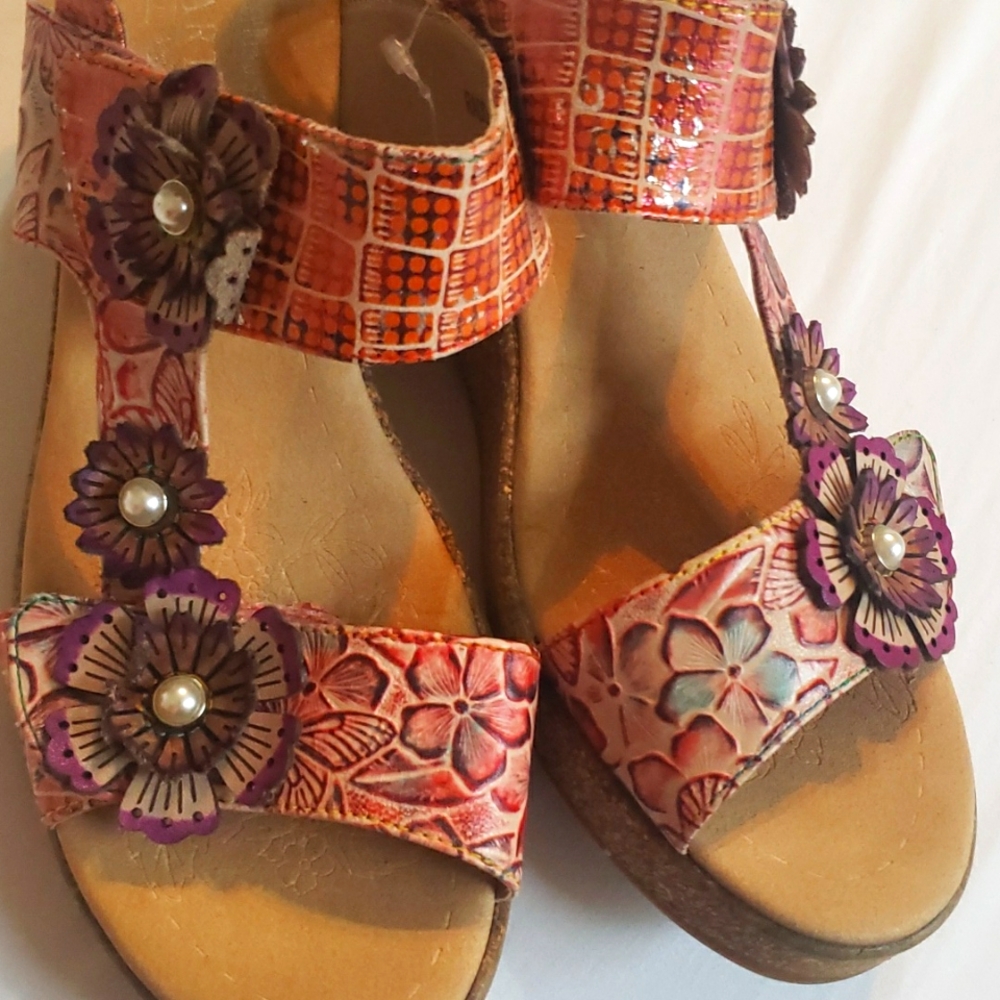 Spring Step L’Artiste detailed leather wedges size 42